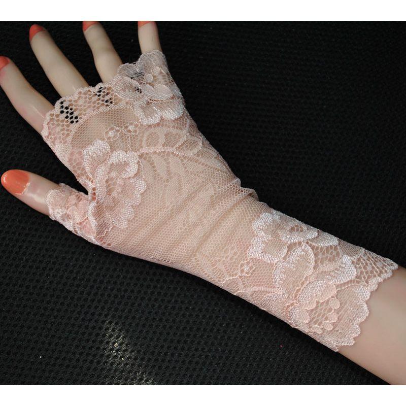 New Elastic Lace Half Finger Gloves Thin Short Finger Leakage Sun Protection Driving Non Slip UV Protection Scar Covering Tattoo