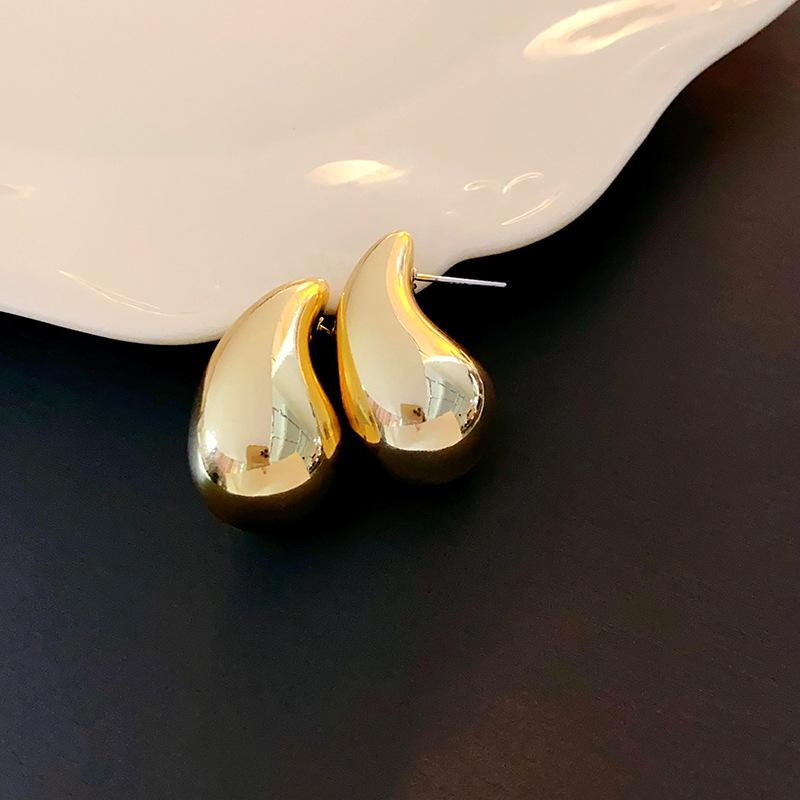 

Silver Needle European and American Metal Water Drop Earrings Simple Design Exaggerated Earrings Niche Individual Cold Wind Earrings Women