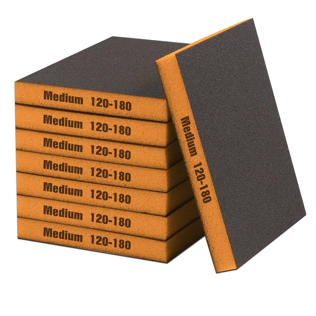 8Pcs Double-Sided Sponge Sanding Pads, Portable for Car Polishing & Furniture, Grits: 120-180/240-320/500-600/800-1000/1200-1500