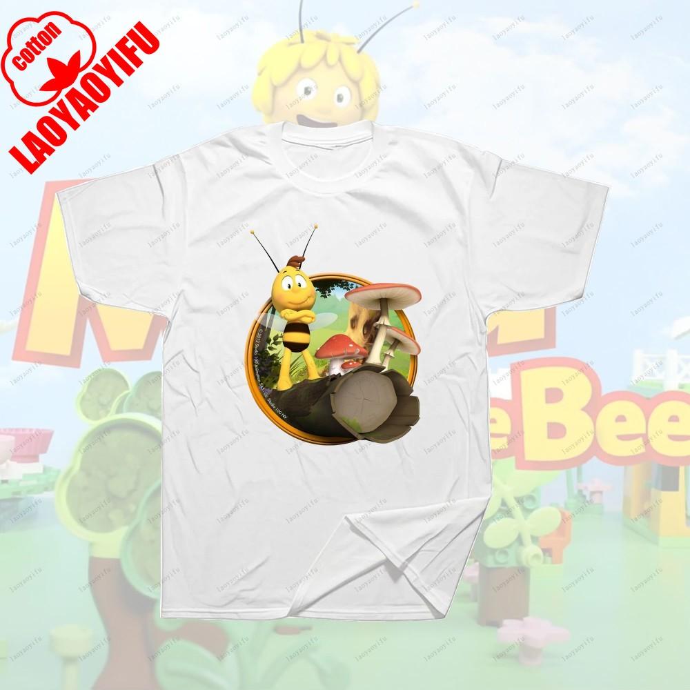 Maya The Bee Movie Cartoon Character T-shirts Maya The Bee Movie Kawaii Cartoons T Shirt Summer Breathable Camisetas