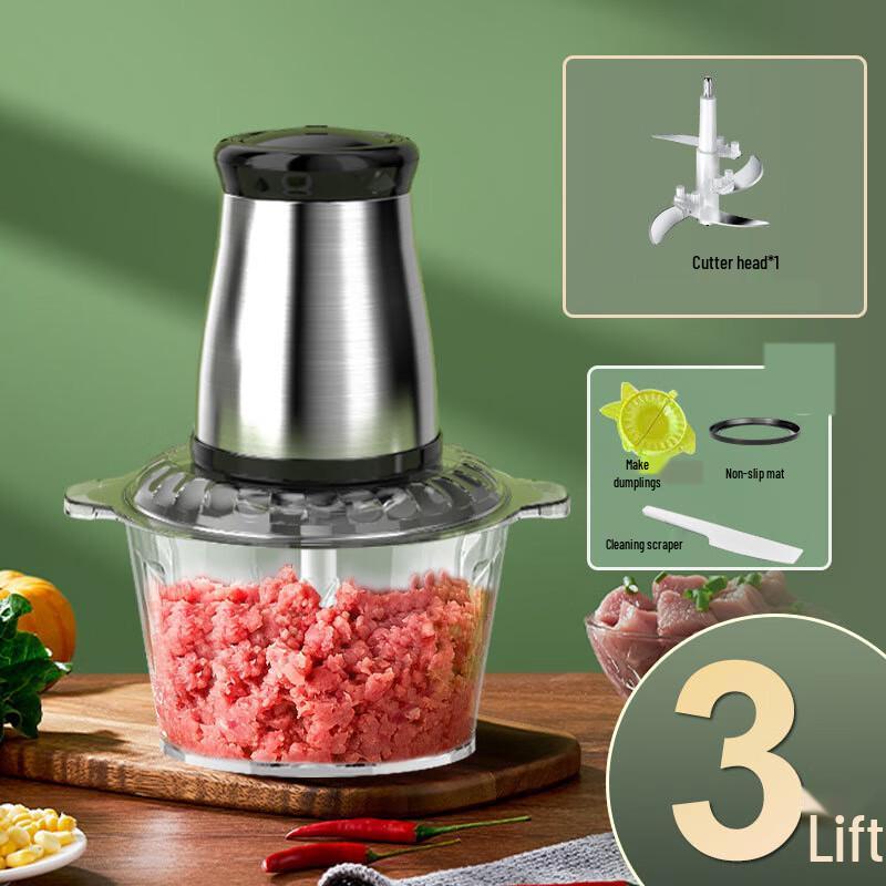 BeiduoYang 3L Multifunction Food Processor with Glass Bowl