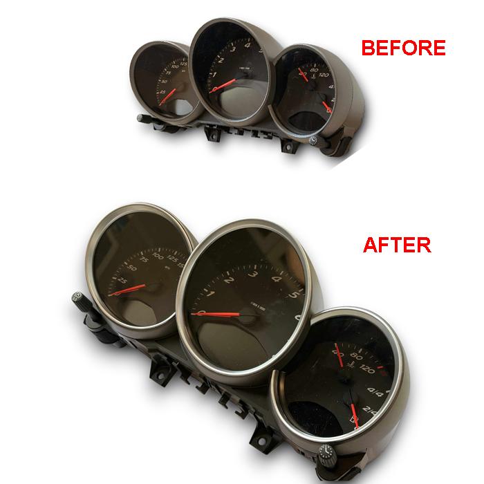 1 Set 3pcs Matt Chrome Dashboard Dial Gauge Rings Bezel Trim for Porsche Macan 95B 2014-2023