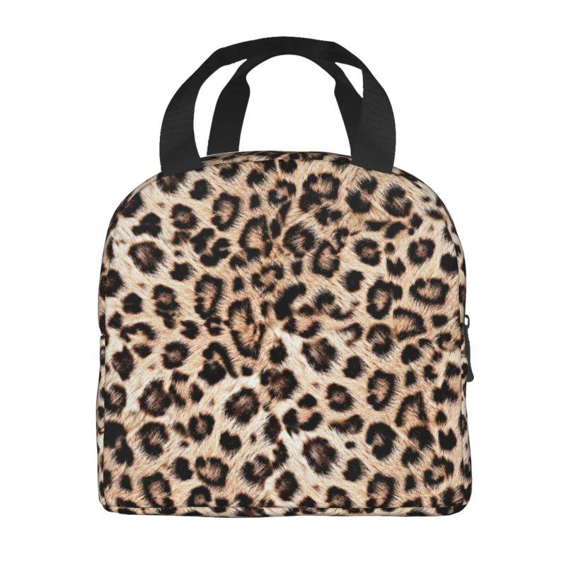 Borse Termiche Pranzo con Stampa Leopardo per Donne Pelle Animale Riutilizzabile Cooler Termico Cibo Pranzo Scatola Pranzo Lavoro Scuola Viaggio