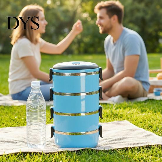 Insulated Lunch Box Stackable with Handle, Stainless Steel Interior Easy Cleaning Bento Design, Leak-Proof Portable Food Container for Office Work And