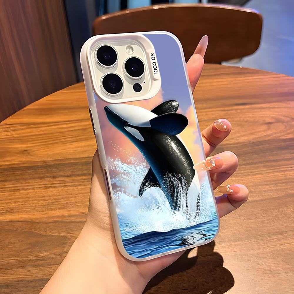 O-Orcas W-Whale Phone Case For IPhone 17 Air 16 15 14 Plus 13 12 11 Pro 7 8 XS Max XR Silver White Bumper Case