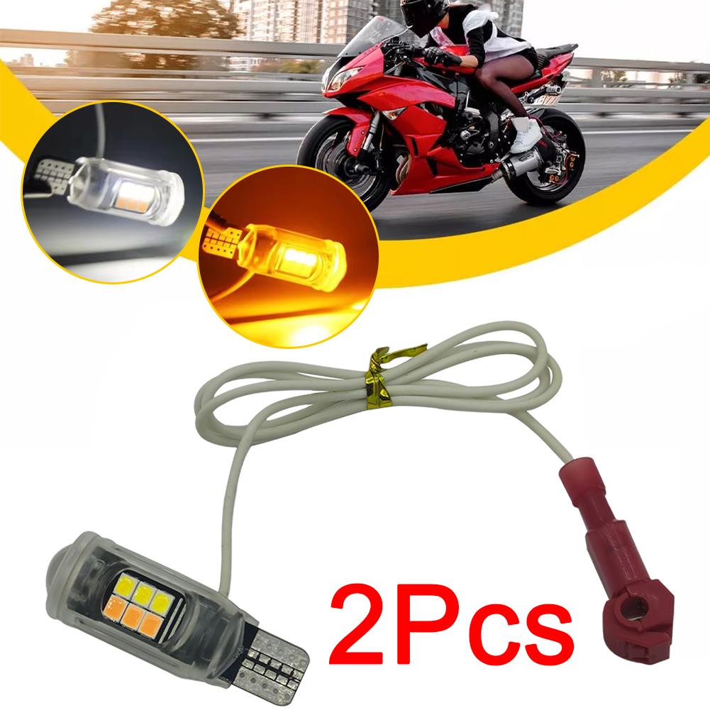 2PCS Motorcycle T15 Turn Signal 12V Dual Color High Brightness ABS Width Indicator 2835 16smd W5W Tail Bulb For Driving T4Q4