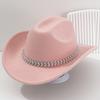 New top hat European and American style wide brim retro denim love gem rhinestone accessories hat strap holiday music festival