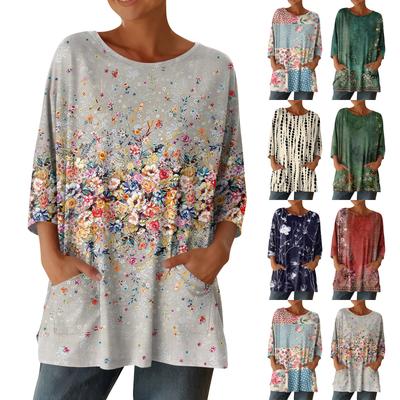 Women's 3/4 Sleeve Shirts Graphic Tees Shirts Casual Basic Tops Pullovers