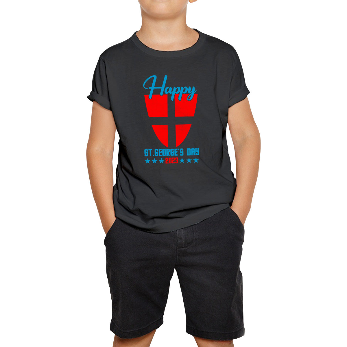 Happy St George s Day 2023 Saint George Cross Shield England Flag Religious Warriors St George Day Kids T Shirt 160