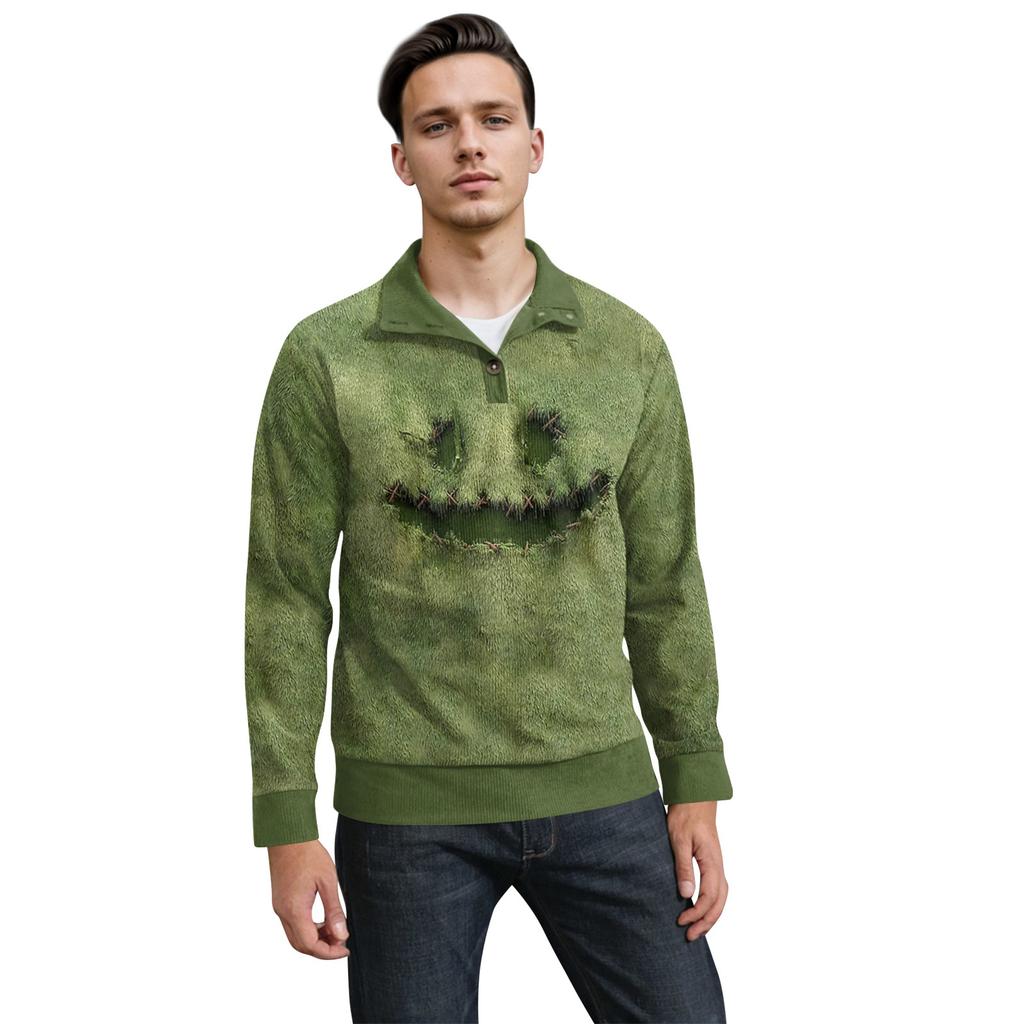 Men's Halloween Printed Corduroy Button Shirt