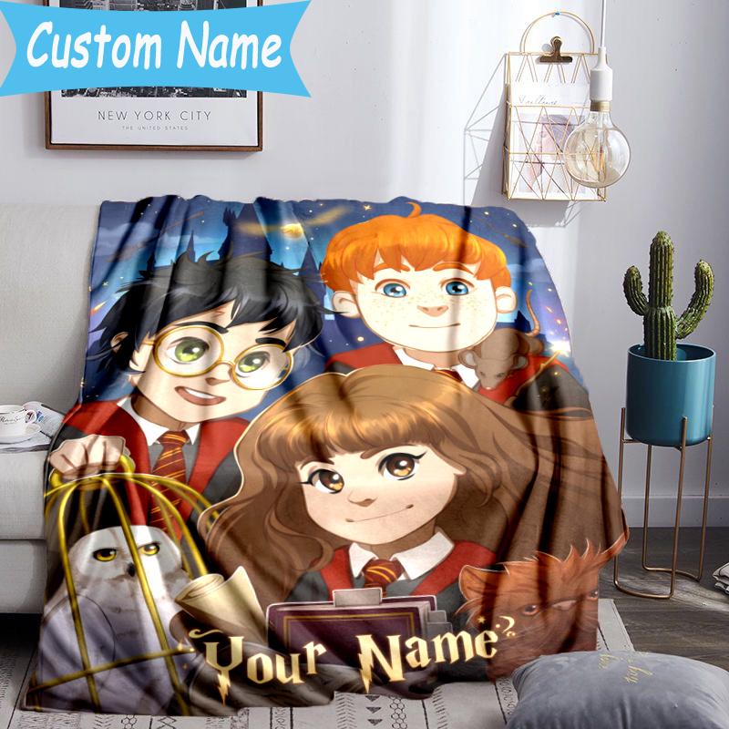 Custom Name Magic Academy Blanket Flannel Blanket for Camping, Hiking, Garden Parties, Picnic Essentials,gift for family and friend