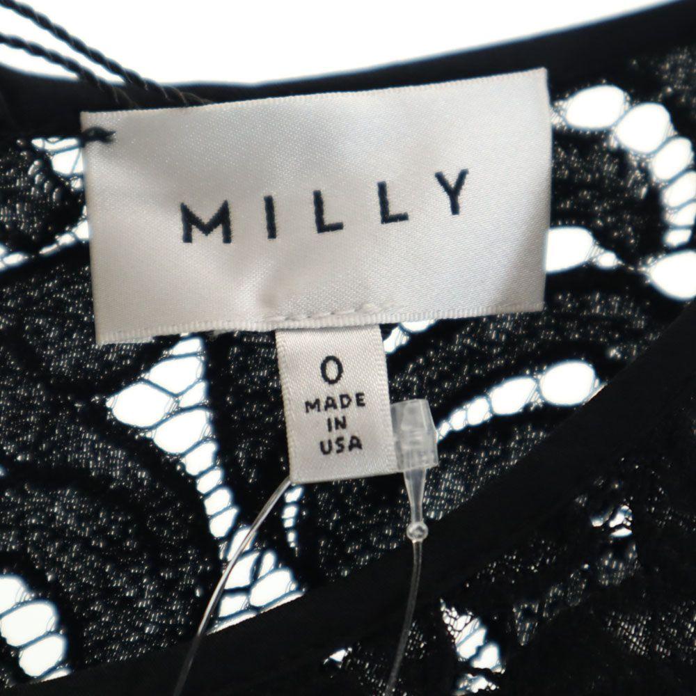 Unused MILLY Made In USA No Sleeve Lace Tweed Switching One Piece Black Women Used