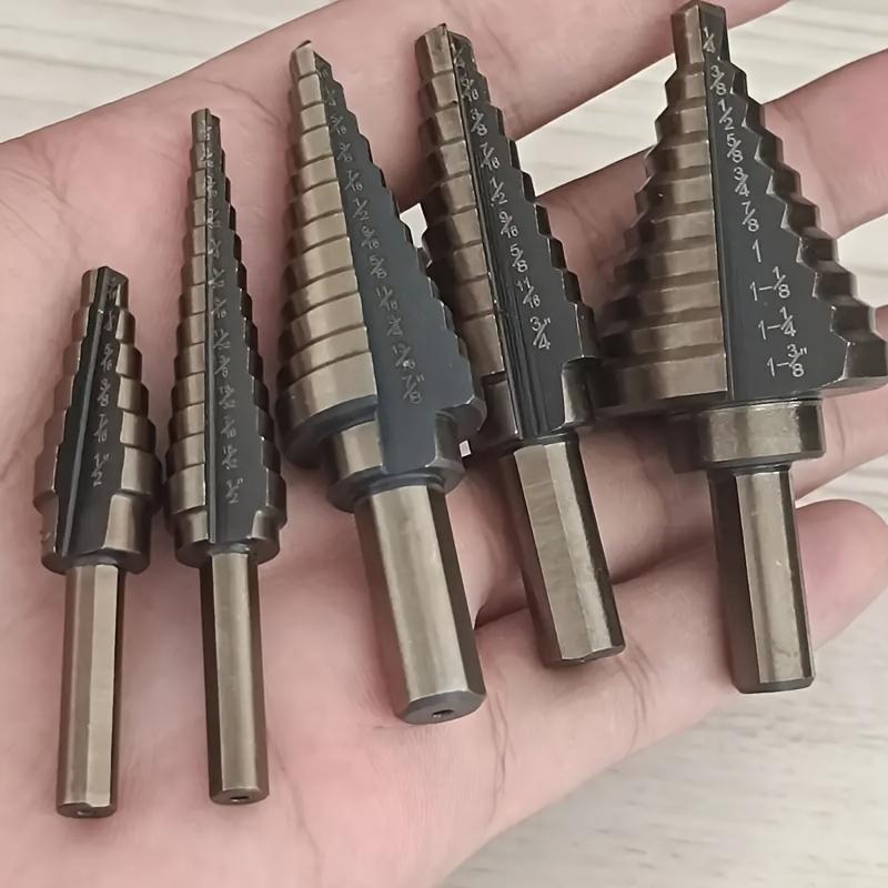 HSS Cobalt Step Drill Bit - Coated, Multiple Hole  High-Speed Steel, with Black Oxide, for Drilling Metal, Wood, Plastic, Aluminum, Titanium
