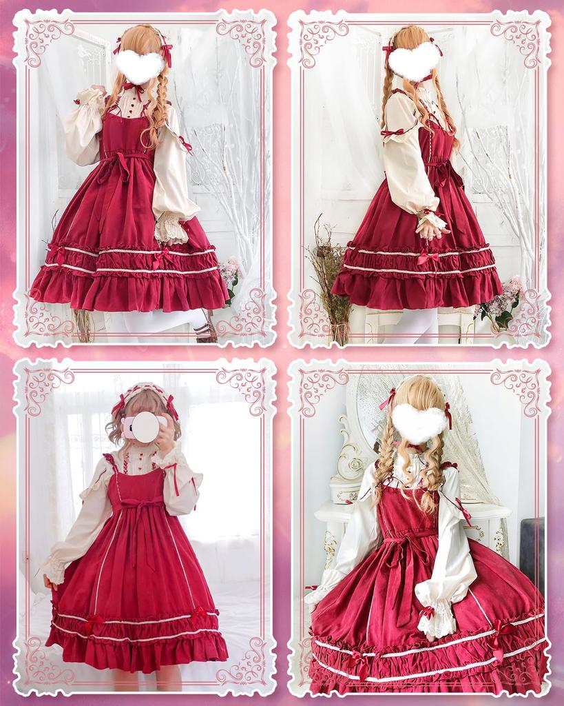 JIURUN Langarm Lolita Gothic Mori Plus Pullover Schleife Langes Kleid, Lolita, Cosplay, Anime, Mädchen, Lolita, Größe, Kleid, Cross-Dressing, Cosplay,