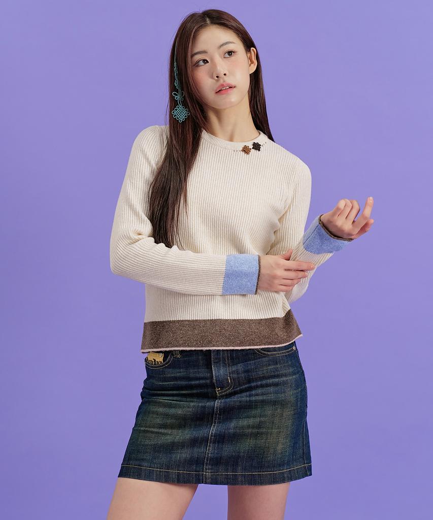 CCOMAQUE Color Block Ribbed Tee Rp42T962