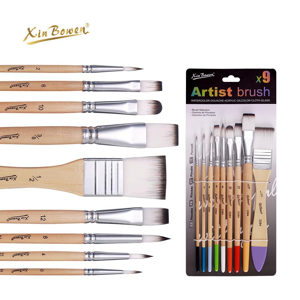 10-Piece Nylon Oil & Acrylic Paint Brush Set for Students