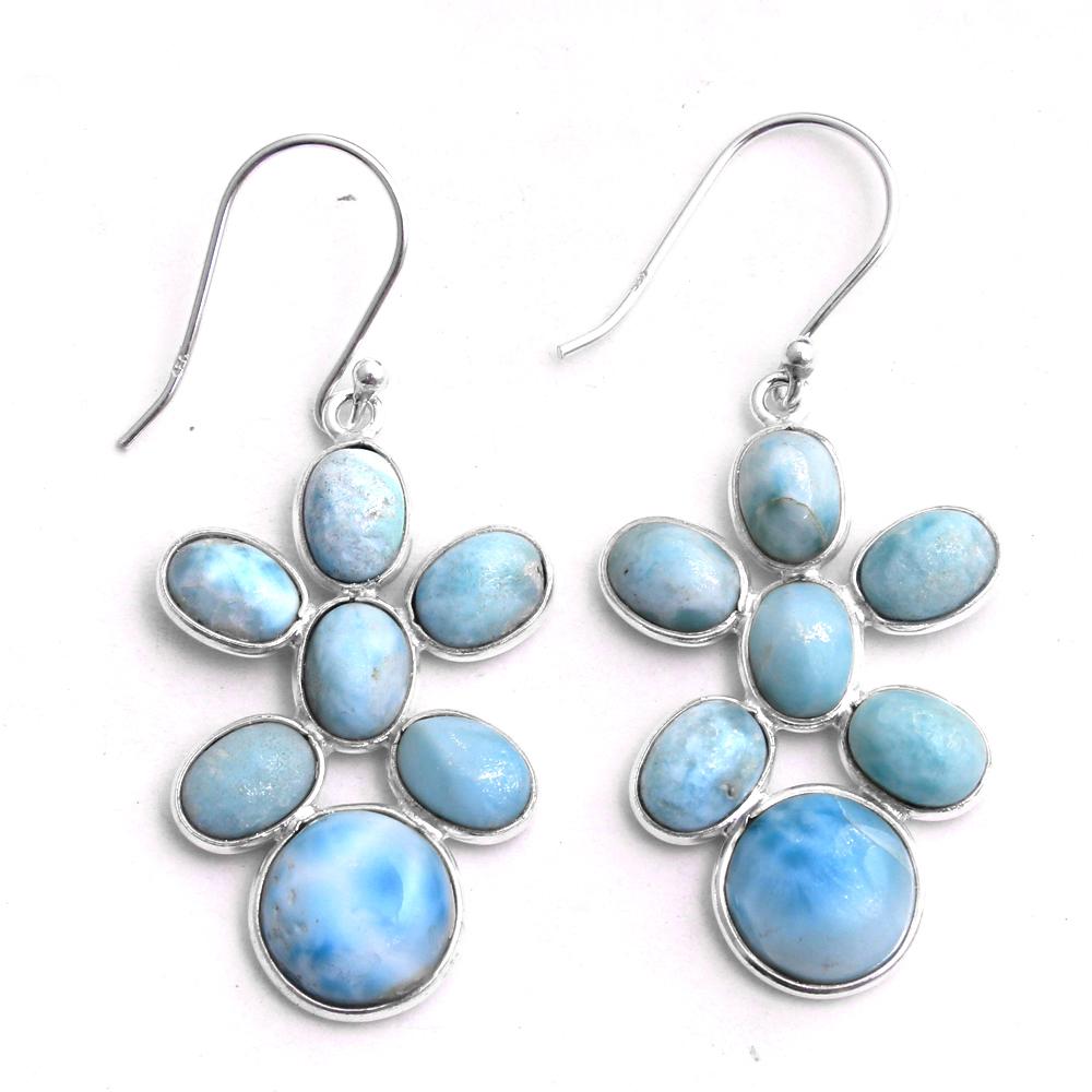 Larimar Silver Charm Earring, Gifts For Her, 925 Sterling Silver Handmade Jewelry, Silver Earring, Women Jewelry, Dangle Earring