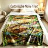 Construction Vehicles Theme Custom Blanket Personalized Name & Text Customized Soft Warm Throw Blanket Home Decor