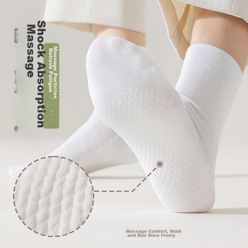 MIIOW Men's Socks, 5 Pairs, 100% Pure Cotton Mid-Calf Socks, Autumn And Winter Sports, Sweat-Absorbing, Breathable, Odor-Resistant Long Socks