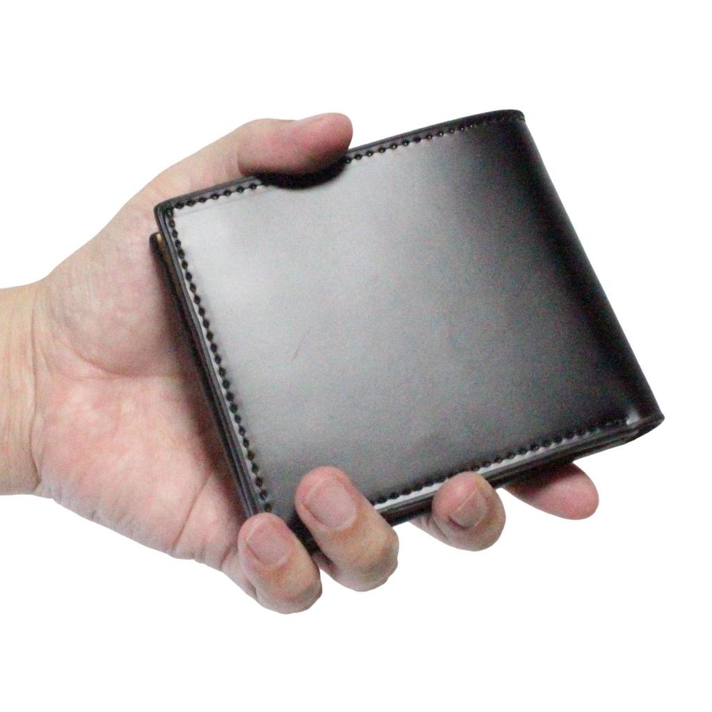 Bercute Black Bifold Wallet, Genuine Horsehide Leather, Short Wallet for Men and Women, with Coin Pocket, Slim, Foldable, Ultra-Thin, Mini, Compact,