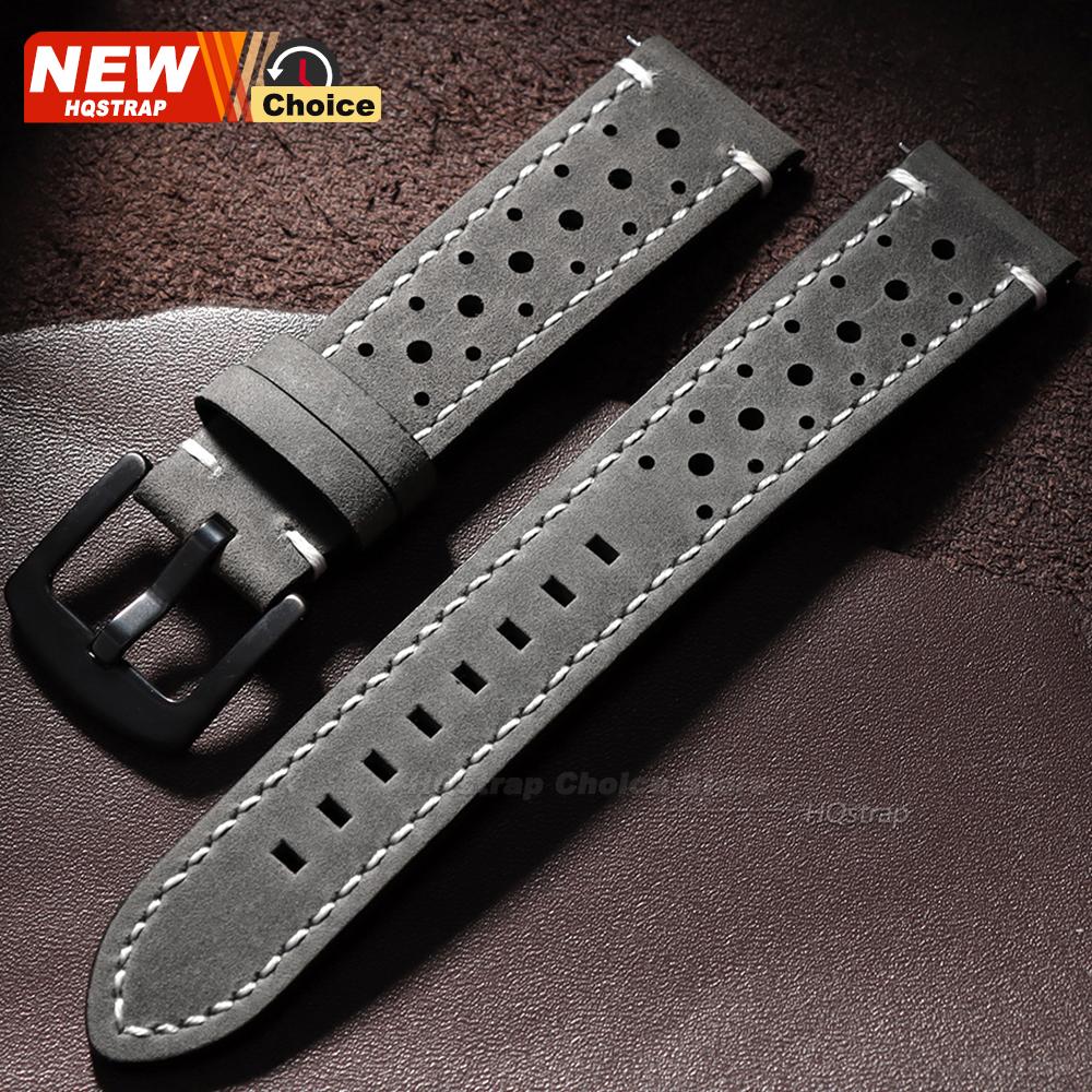 18/19/21/24mm 20/22mm Perforated Breathable Watch Strap for Seiko Bracelet for Rolex Band Smartwatch Leather Men Women Wristband