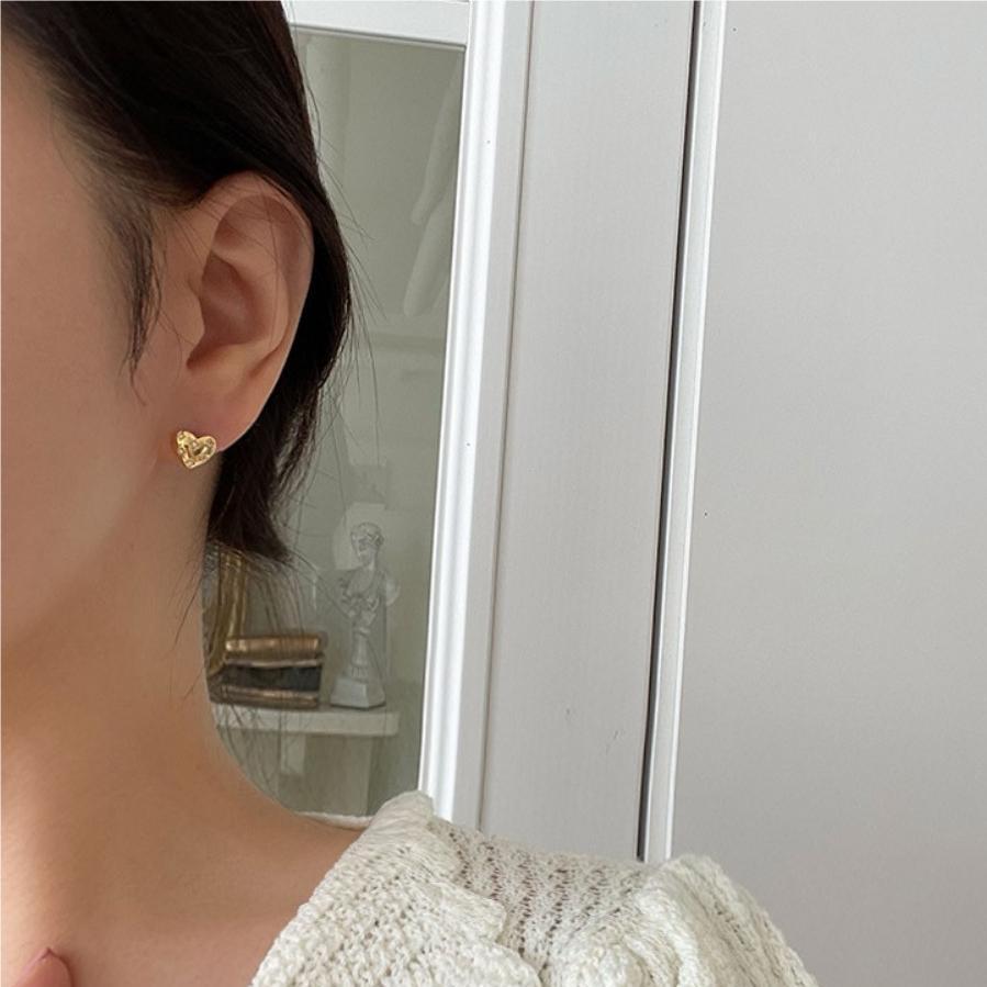 Fashion Jewelry Sterling Sliver Small Zircon Heart Stud Earring for Ladies 18K Gold Plated 925 Silver Earrings Piercing Jewelry
