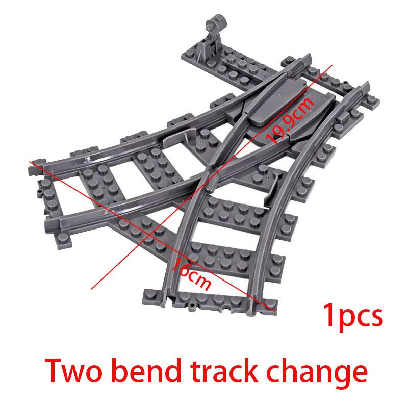 City Trains Left and Right Points Flexible Switch Railway Crossing Tracks Rails Forked Straight Curved Building Block Bricks Toy