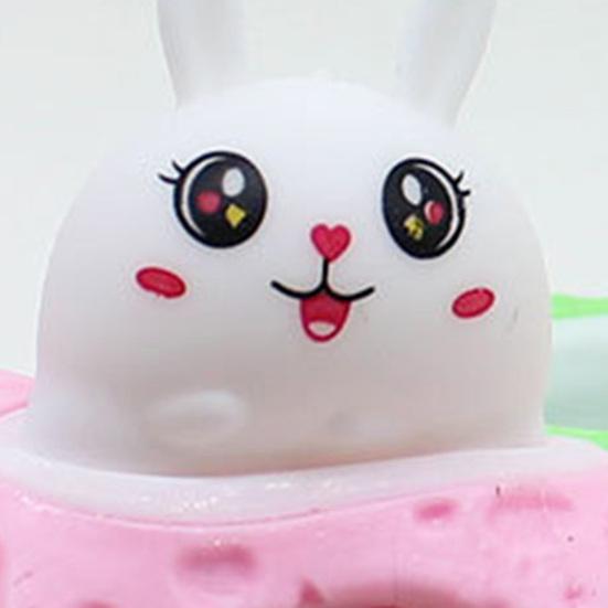 Bunny Cheese Squeeze Toy Stress Relief Rabbit Cup Cheese Fidget Toy Slow Rising Relaxation Stress Ball Simulated Cheese Sensory Toy