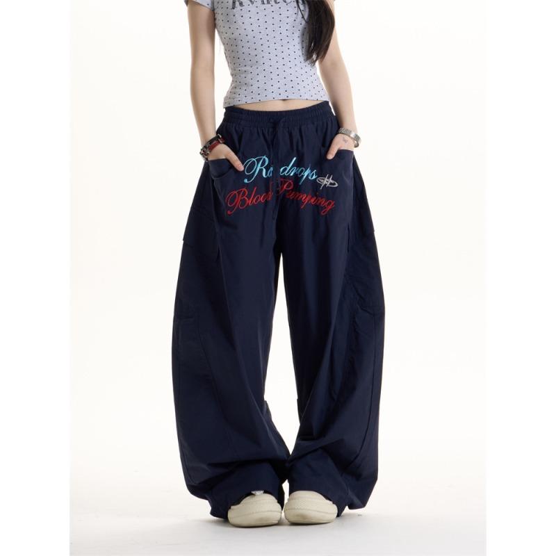 

Letter print high street paratrooper pants children s summer thin hiphop loose scimitar casual trousers S тёмно-синий