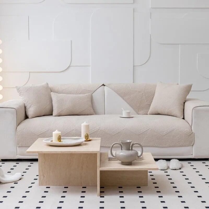 Jednobarevný polštář na pohovku Čtyři roční období Čistá bavlna Tkanina Protiskluzový Bavlněný polštář Univerzální Moderní Potah na pohovku Krycí ručník