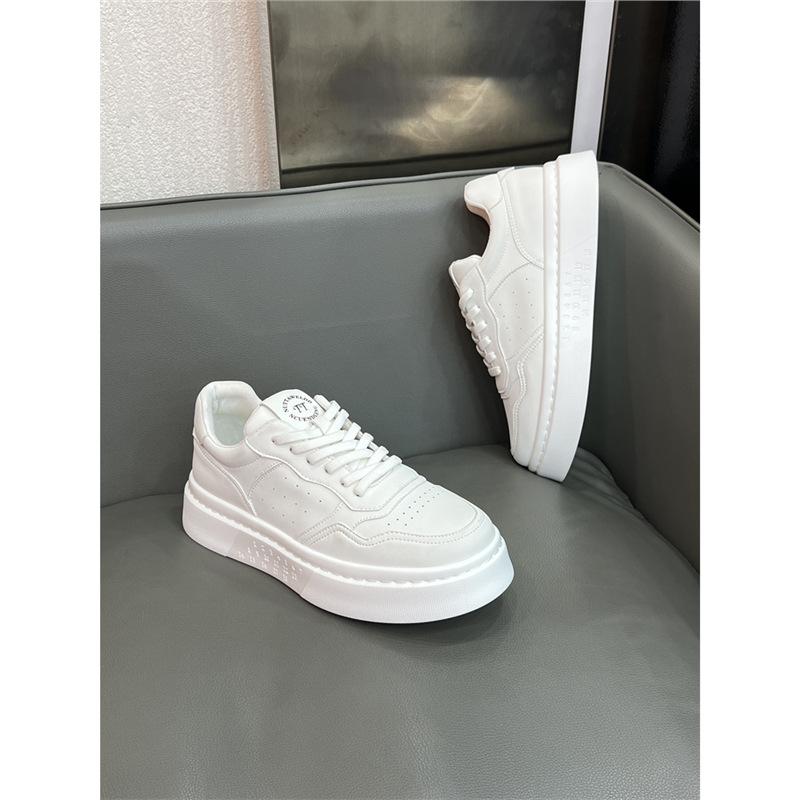 Chaussures à Lacets en Cuir Style Européen Homme Automne Respirantes Sportives Décontractées Polyvalentes Légères Semelle Épaisse Chaussures Blanches Ysd