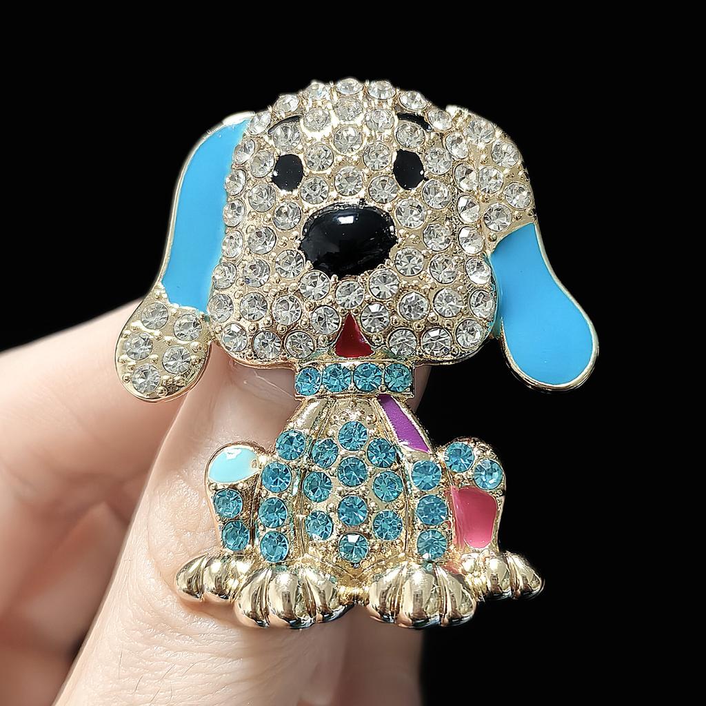 Classic Rhinestone Dog Brooches for Women Unisex Enamel Animal Pins Friend Event Party New Gifts Jewelry Decoration Accessories
