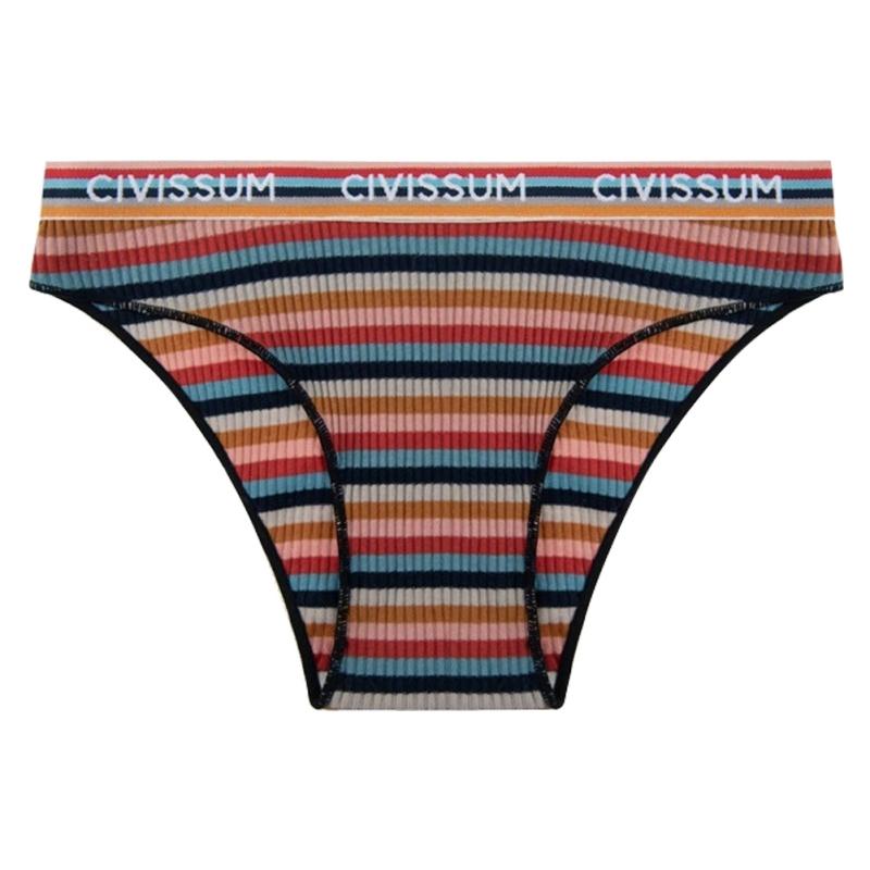 

Женские трусики с низкой посадкой, цветные в полоску, удобные брифы XL
