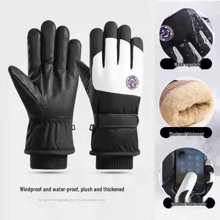 Winddichte, wasserdichte Skihandschuhe für das Radfahren im Freien im Winter, warm und kältebeständig mit Touchscreen-Funktion und dickem Samtfutter.