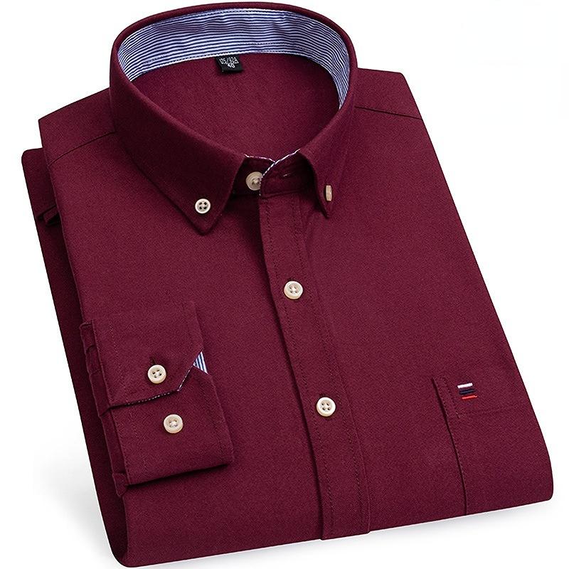 New Size S -7XL Blue Men Shirt Long Sleeve 100% Cotton Oxford Soft Comfortable Regular Fit Quality Business Man Casual Shirts