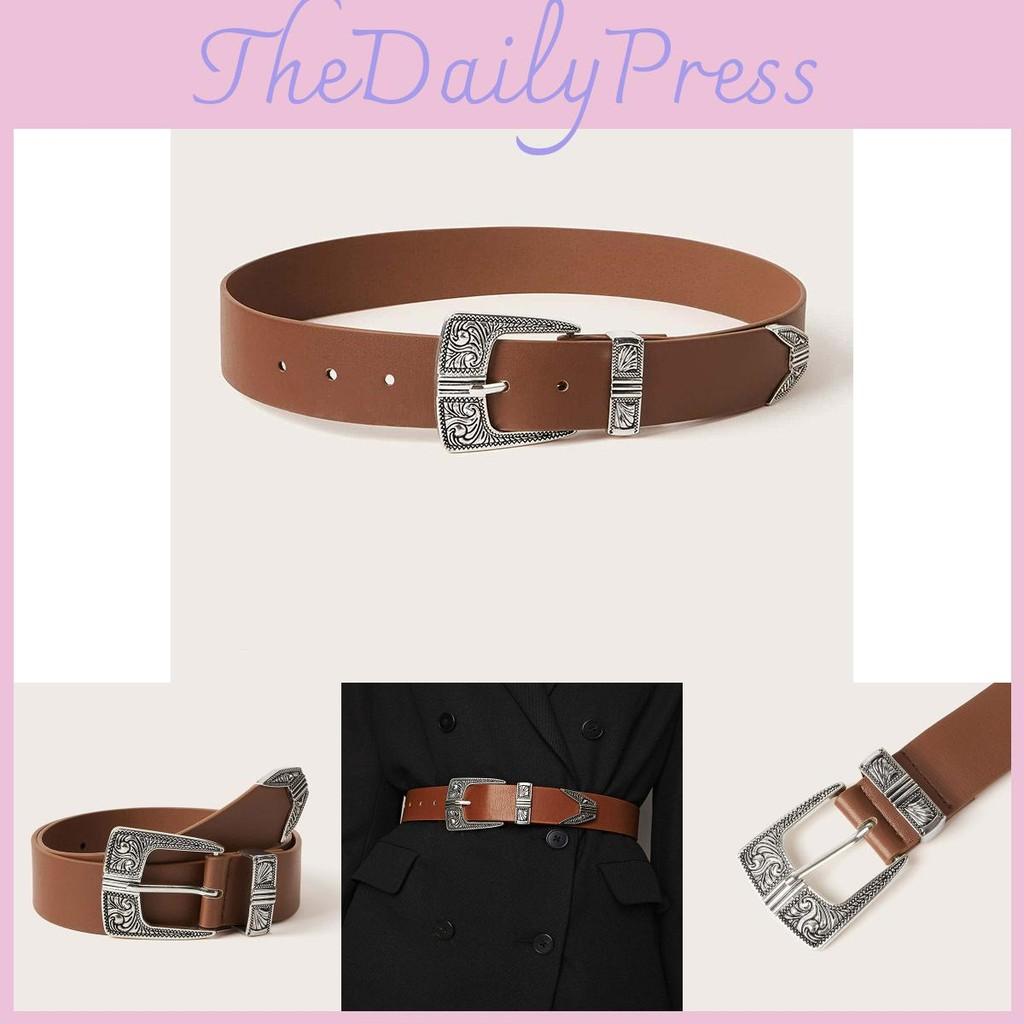 Bohemian Retro Womens Wide Leather Belt With Round Metal Closure For Festival Artwear And