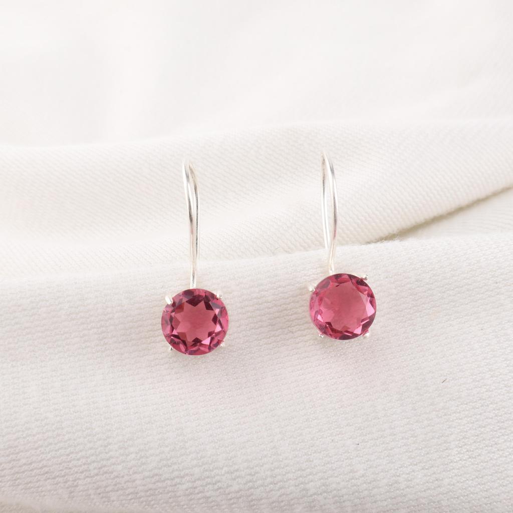 Pink Tourmaline 925 Solid Sterling Silver Earring, Handmade Gemstone Jewelry Earring, For Memorial Day