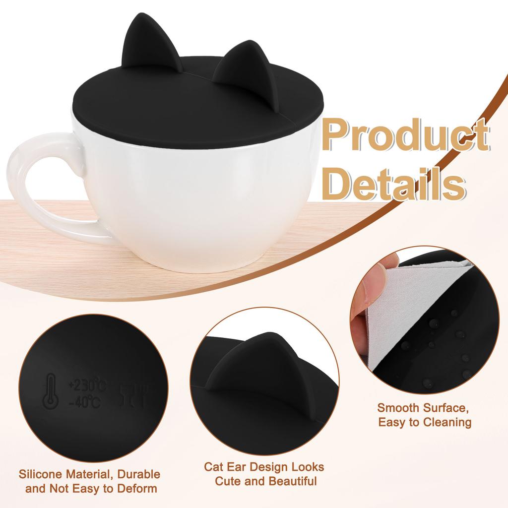 3Pcs Silicone Cup Lids 3.9/4.5 " Mug Cover Seal Cat Ear Cup Covers Reusable for Hot and Cold Drinks Cup Glass Cup Coffee Cup