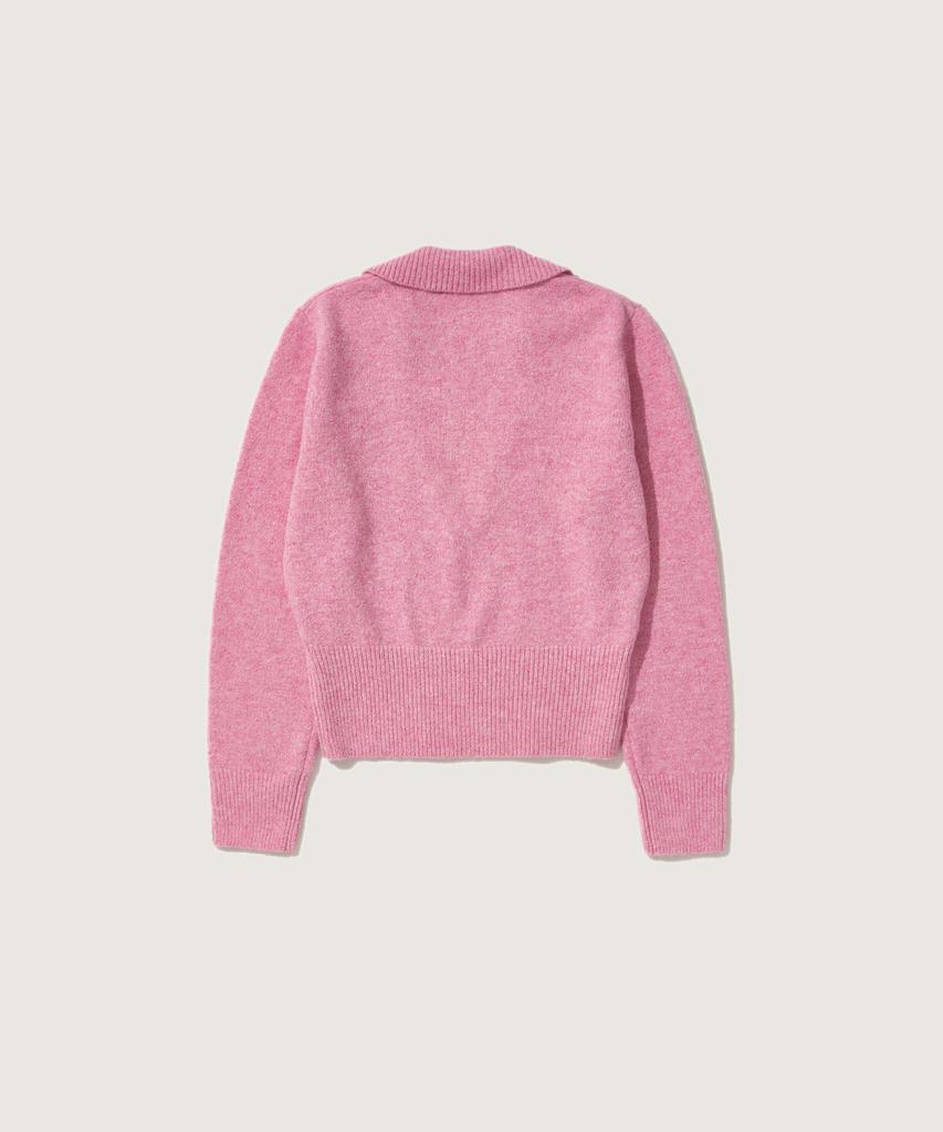 PLAC WOMEN V-Neck Collared Layered Knit Pink