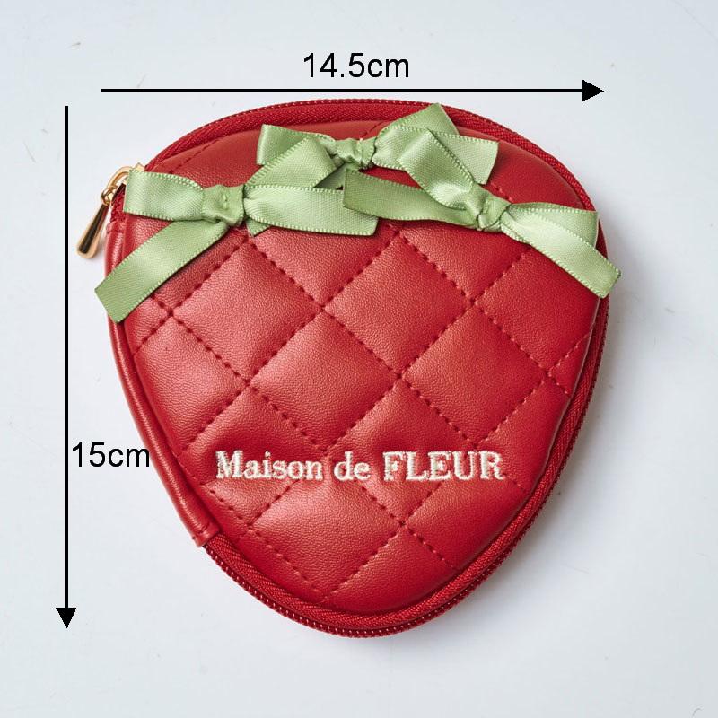 Strawberry Fruit Charm Coin Purse Cute Key Chain Mini Pouch Wallet Gift For Girl Women Cosmetic Bag Lipstick Jewelry Storage Bag