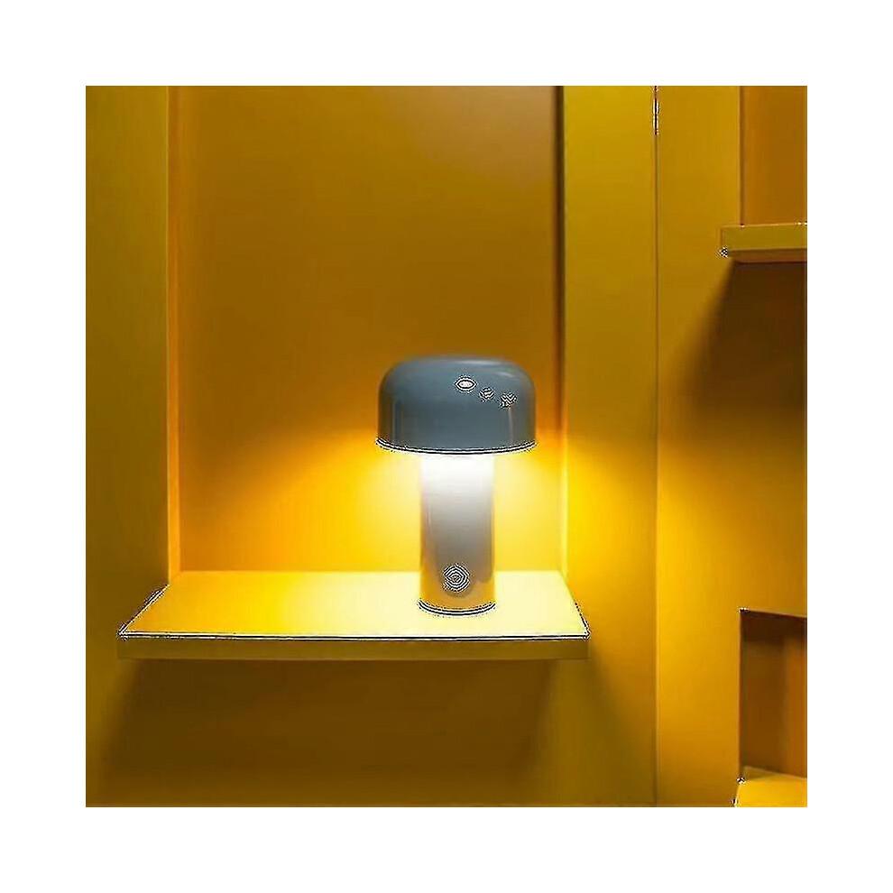 (White) Led Creative Mushroom Rechargeable Table Lamp 3w 3 Lighting Levels Metal Night Light