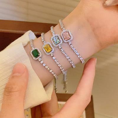 Luxusní zirkonový náramek Trendy ženy čtvercový zirkonový náhrdelník nastavitelný náramek párty šperky dárky