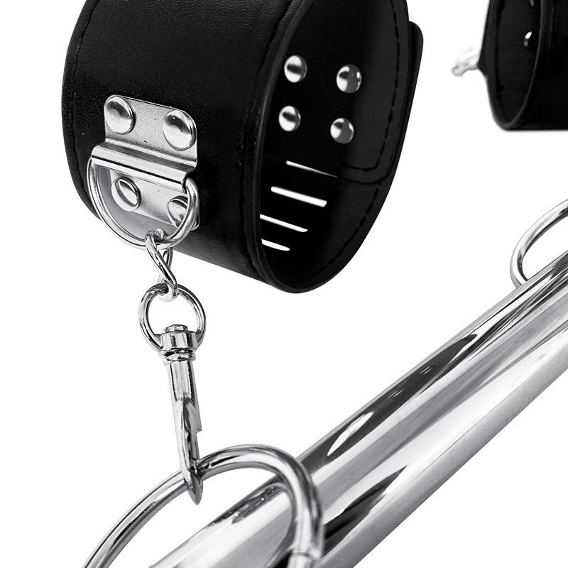 Lockable Stainless Steel Bondage Set: Adult SM Handcuffs & Footcuffs with Removable Pipe