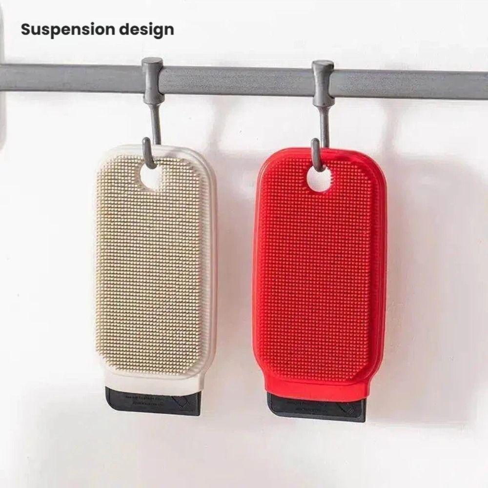 Flexible Fruit Vegetable Cleaning Brush 2-in-1 with Scraper Crevice Brush Hangable Silicone Fruit Brush