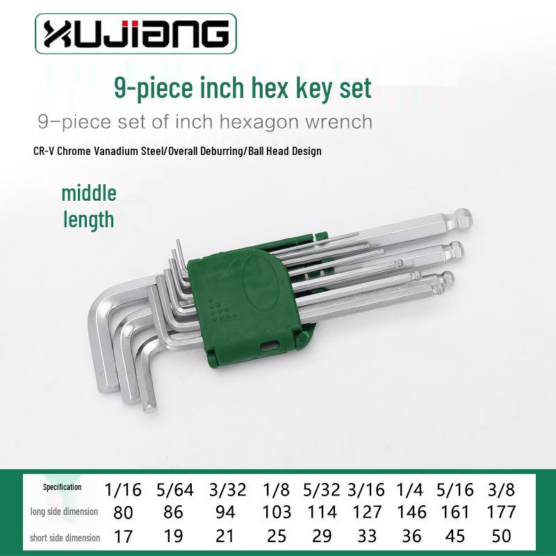 Irregular Hex Wrench Set: 1/16, 5/64, 3/32, 1/8, 5/32, 1/4, 5/16, 3/8 Inch