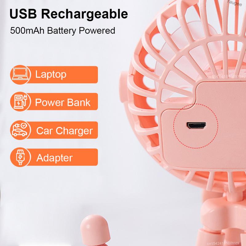 Mini Clip Fan Portable Stroller Fan Smart Octopus Fan Handheld Fan 360° Rotate Bike Car Tripod Fan Rechargeable Clip Fan