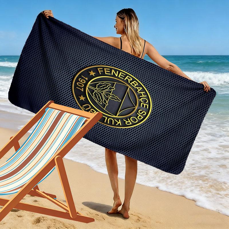 Fenerbahce Legacy Print Beach Towel, Large Soft Quick Dry Towel for Beach Camping Swimming