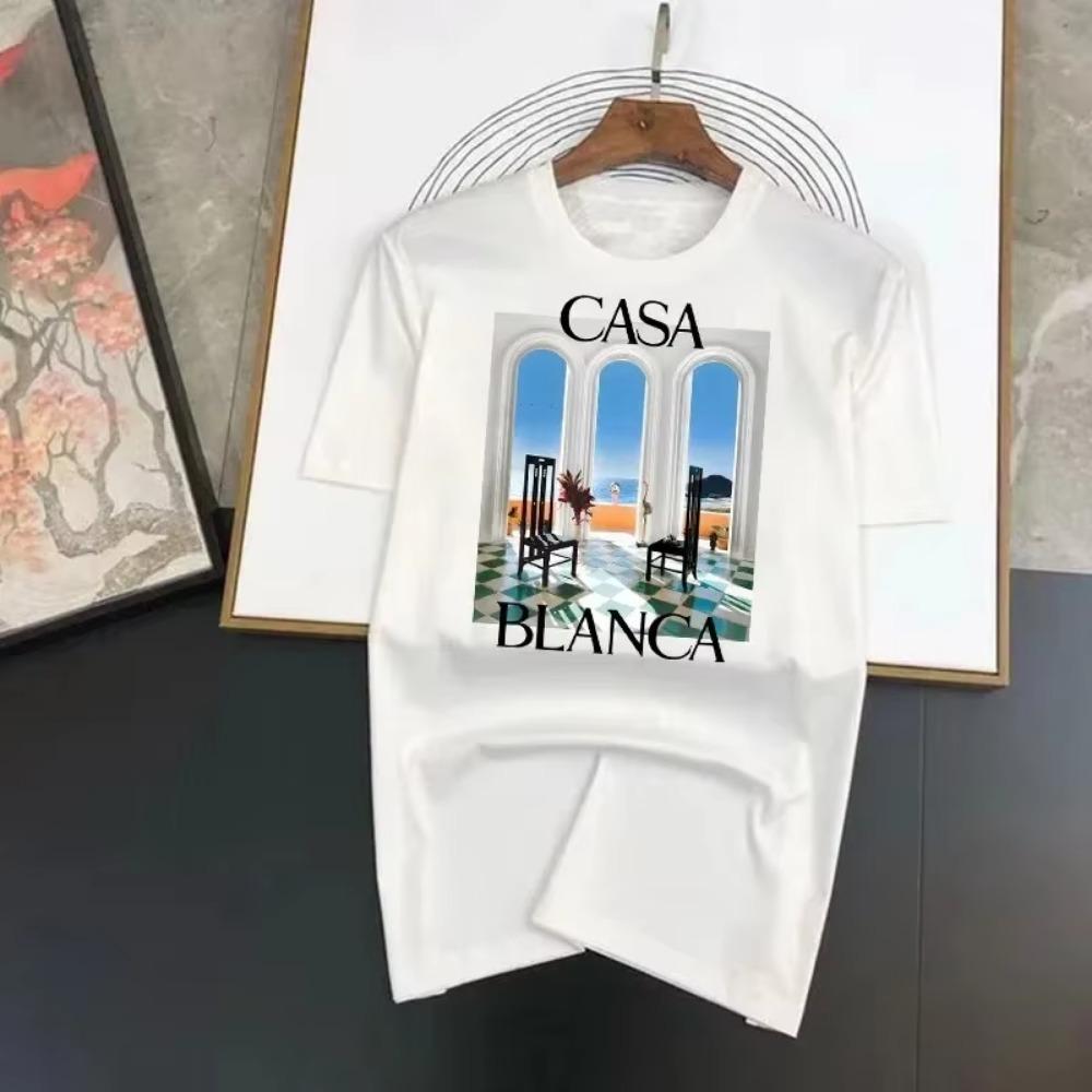 Vintage High Street CASA T-Shirt Printed Plus Size Hip Hop Tees Harajuku Casual Loose Women Men Short Sleeve Tops