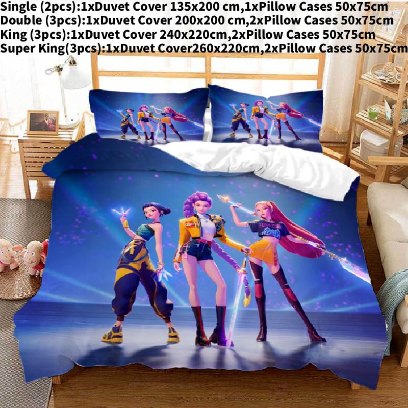 Kpop Hunters Demon Digital Print Duvet Cover Pillowcase Set Bedding Bedroom