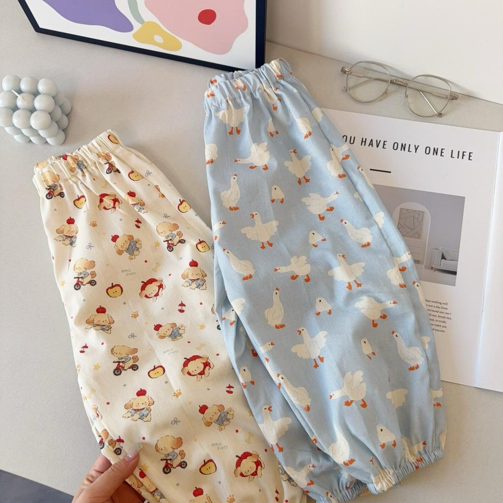 Boys Summer Lightweight Anti Mosquito Pants Cartoon Breathable Soft Ankle Cuff Trousers